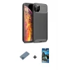 ieg™ iPhone 11 Pro Max Kılıf Eksen Form Prime - Siyah 34D Izgaralı Cam + Shine Kamera Lens Koruma Cam - MI