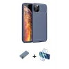 ieg™ iPhone 11 Pro Max Kılıf Eksen Form Prime - Siyah 3D Antistatik Seramik Nano Ekran Koruyucu + Shine Kamera Lens Koruma Cam - SABE