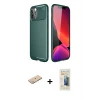 ieg™ iPhone 11 Pro Max Kılıf Eksen Form Prime - Siyah 6D Mat Seramik Hayalet Nano Ekran Koruyucu + Renkli Kamera Lens Koruma Cam - YL