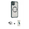 ieg™ iPhone 11 Pro Max Kılıf Kutup Modern - Şeffaf Pasifik Cam Ekran Koruyucu + Pers Alüminyum Kamera Lens - SH