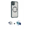 ieg™ iPhone 11 Pro Max Kılıf Kutup Modern - Siyah 3D Antistatik Cam Ekran Koruyucu + Pers Alüminyum Kamera Lens - LT