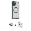 ieg™ iPhone 11 Pro Max Kılıf Kutup Modern - Siyah Seramik Nano Ekran Koruyucu + Pers Alüminyum Kamera Lens - SH