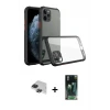 ieg™ iPhone 11 Pro Max Kılıf Nova Asil Özel Seri - Şeffaf 360 Full Body Arka Koruyucu + Pers Alüminyum Kamera Lens - SH
