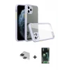 ieg™ iPhone 11 Pro Max Kılıf Nova Asil Özel Seri - Şeffaf 360 Full Body Arka Koruyucu + Pers Alüminyum Kamera Lens - SH