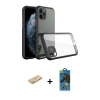 ieg™ iPhone 11 Pro Max Kılıf Nova Asil Özel Seri - Siyah 18D Cam Ekran Koruyucu + Renkli Kamera Lens Koruma Cam - TU