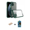 ieg™ iPhone 11 Pro Max Kılıf Nova Asil Özel Seri - Siyah 18D Cam Ekran Koruyucu + Renkli Kamera Lens Koruma Cam - TU