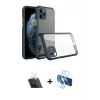 ieg™ iPhone 11 Pro Max Kılıf Nova Asil Özel Seri - Siyah 3D Antistatik Cam Ekran Koruyucu + Kamera Lens Koruma Cam - SF