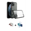 ieg™ iPhone 11 Pro Max Kılıf Nova Asil Özel Seri - Siyah 3D Antistatik Cam Ekran Koruyucu + Pers Alüminyum Kamera Lens - KI