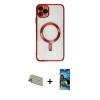 ieg™ iPhone 11 Pro Max Kılıf Nova Işık Özel Seri - Siyah 34D Izgaralı Cam + Rainbow Kamera Lens Koruma Cam - GD