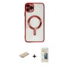 ieg™ iPhone 11 Pro Max Kılıf Nova Işık Özel Seri - Siyah 6D Mat Seramik Hayalet Nano Ekran Koruyucu + Renkli Kamera Lens Koruma Cam - YL