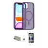 ieg™ iPhone 11 Pro Max Kılıf Siluet Minimal Prime - Siyah 34D Hayalet Izgaralı Cam + Rainbow Kamera Lens Koruma Cam - GD