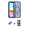 ieg™ iPhone 11 Pro Max Kılıf Siluet Minimal Prime - Siyah 34D Hayalet Izgaralı Cam + Shine Kamera Lens Koruma Cam - GD