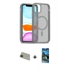 ieg™ iPhone 11 Pro Max Kılıf Siluet Minimal Prime - Siyah 34D Izgaralı Cam + Rainbow Kamera Lens Koruma Cam - YL
