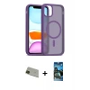 ieg™ iPhone 11 Pro Max Kılıf Siluet Minimal Prime - Siyah 34D Izgaralı Cam + Rainbow Kamera Lens Koruma Cam - YL