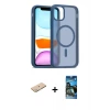 ieg™ iPhone 11 Pro Max Kılıf Siluet Minimal Prime - Siyah 34D Izgaralı Cam + Renkli Kamera Lens Koruma Cam - YL