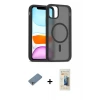 ieg™ iPhone 11 Pro Max Kılıf Siluet Minimal Prime - Siyah 6D Mat Seramik Hayalet Nano Ekran Koruyucu + Shine Kamera Lens Koruma Cam - GS