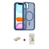 ieg™ iPhone 11 Pro Max Kılıf Siluet Minimal Prime - Siyah Mat Seramik Nano Ekran Koruyucu + Renkli Kamera Lens Koruma Cam - YL