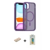 ieg™ iPhone 11 Pro Max Kılıf Siluet Minimal Prime - Siyah Polymer Nano Ekran Koruyucu + Renkli Kamera Lens Koruma Cam - YL
