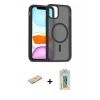 ieg™ iPhone 11 Pro Max Kılıf Siluet Minimal Prime - Siyah Polymer Nano Ekran Koruyucu + Renkli Kamera Lens Koruma Cam - YL