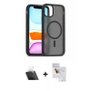 ieg™ iPhone 11 Pro Max Kılıf Siluet Minimal Prime - Siyah Seramik Nano Ekran Koruyucu + Kamera Lens Koruma Cam - SF