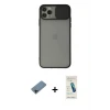 ieg™ iPhone 11 Pro Max Kılıf Vadi Çizgi - Şeffaf Pasifik Cam Ekran Koruyucu + Shine Kamera Lens Koruma Cam - SH