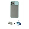 ieg™ iPhone 11 Pro Max Kılıf Vadi Çizgi - Siyah 3D Antistatik Cam Ekran Koruyucu + Rainbow Kamera Lens Koruma Cam - YL