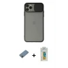 ieg™ iPhone 11 Pro Max Kılıf Vadi Çizgi - Siyah Polymer Nano Ekran Koruyucu + Shine Kamera Lens Koruma Cam - SABE