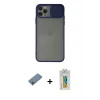 ieg™ iPhone 11 Pro Max Kılıf Vadi Çizgi - Siyah Polymer Nano Ekran Koruyucu + Shine Kamera Lens Koruma Cam - SABE