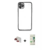 ieg™ iPhone 11 Pro Max Kılıf Vadi Minimal - Siyah 20D Premium Cam Ekran Koruyucu + Pers Alüminyum Kamera Lens - KI