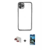 ieg™ iPhone 11 Pro Max Kılıf Vadi Minimal - Siyah 34D Izgaralı Cam + Pers Alüminyum Kamera Lens - KI