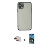 ieg™ iPhone 11 Pro Max Kılıf Vadi Minimal - Siyah 34D Izgaralı Cam + Pers Alüminyum Kamera Lens - KI