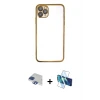 ieg™ iPhone 11 Pro Max Kılıf Vadi Minimal - Siyah 3D Antistatik Seramik Nano Ekran Koruyucu + Pers Alüminyum Kamera Lens - LT