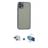 ieg™ iPhone 11 Pro Max Kılıf Vadi Minimal - Siyah 3D Antistatik Seramik Nano Ekran Koruyucu + Pers Alüminyum Kamera Lens - LT
