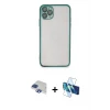 ieg™ iPhone 11 Pro Max Kılıf Vadi Minimal - Siyah 3D Antistatik Seramik Nano Ekran Koruyucu + Pers Alüminyum Kamera Lens - LT
