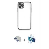 ieg™ iPhone 11 Pro Max Kılıf Vadi Minimal - Siyah 3D Antistatik Seramik Nano Ekran Koruyucu + Pers Alüminyum Kamera Lens - LT