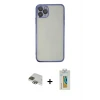 ieg™ iPhone 11 Pro Max Kılıf Vadi Minimal - Siyah Polymer Nano Ekran Koruyucu + Pers Alüminyum Kamera Lens - YL