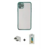 ieg™ iPhone 11 Pro Max Kılıf Vadi Minimal - Siyah Polymer Nano Ekran Koruyucu + Pers Alüminyum Kamera Lens - YL