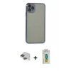 ieg™ iPhone 11 Pro Max Kılıf Vadi Minimal - Siyah Polymer Nano Ekran Koruyucu + Pers Alüminyum Kamera Lens - YL