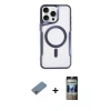 ieg™ iPhone 11 Pro Max Kılıf Yadigar Klasik Özel Seri - Siyah 34D Hayalet Izgaralı Cam + Shine Kamera Lens Koruma Cam - SABE