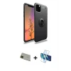 ieg™ iPhone 11 Pro Max Kılıf Yankı Form Prime - Siyah 3D Antistatik Cam Ekran Koruyucu + Rainbow Kamera Lens Koruma Cam - YL
