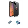 ieg™ iPhone 11 Pro Max Kılıf Yankı Form Prime - Siyah 3D Antistatik Cam Ekran Koruyucu + Shine Kamera Lens Koruma Cam - GI