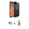 ieg™ iPhone 11 Pro Max Kılıf Yankı Form Prime - Siyah 6D Mat Seramik Hayalet Nano Ekran Koruyucu + Pers Alüminyum Kamera Lens - LT