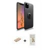 ieg™ iPhone 11 Pro Max Kılıf Yankı Form Prime - Siyah Mat Seramik Nano Ekran Koruyucu + Renkli Kamera Lens Koruma Cam - PE