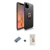 ieg™ iPhone 11 Pro Max Kılıf Yankı Form Prime - Siyah Mat Seramik Nano Ekran Koruyucu + Shine Kamera Lens Koruma Cam - GI