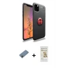 ieg™ iPhone 11 Pro Max Kılıf Yankı Form Prime - Siyah Mat Seramik Nano Ekran Koruyucu + Shine Kamera Lens Koruma Cam - GI