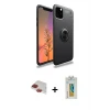 ieg™ iPhone 11 Pro Max Kılıf Yankı Form Prime - Siyah Polymer Nano Ekran Koruyucu + Pers Alüminyum Kamera Lens - KI