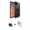 ieg™ iPhone 11 Pro Max Kılıf Yankı Form Prime - Siyah Seramik Nano Ekran Koruyucu + Kamera Lens Koruma Cam - SF