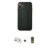 ieg™ iPhone 12 Kılıf Akış Doku - Siyah Joko Magic 5D Hayalet Cam + Rainbow Kamera Lens Koruma Cam - YL