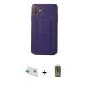 ieg™ iPhone 12 Kılıf Akış Doku - Siyah Joko Magic 5D Hayalet Cam + Rainbow Kamera Lens Koruma Cam - YL