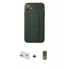 ieg™ iPhone 12 Kılıf Akış Doku - Siyah Joko Magic 5D Hayalet Cam + Rainbow Kamera Lens Koruma Cam - YL